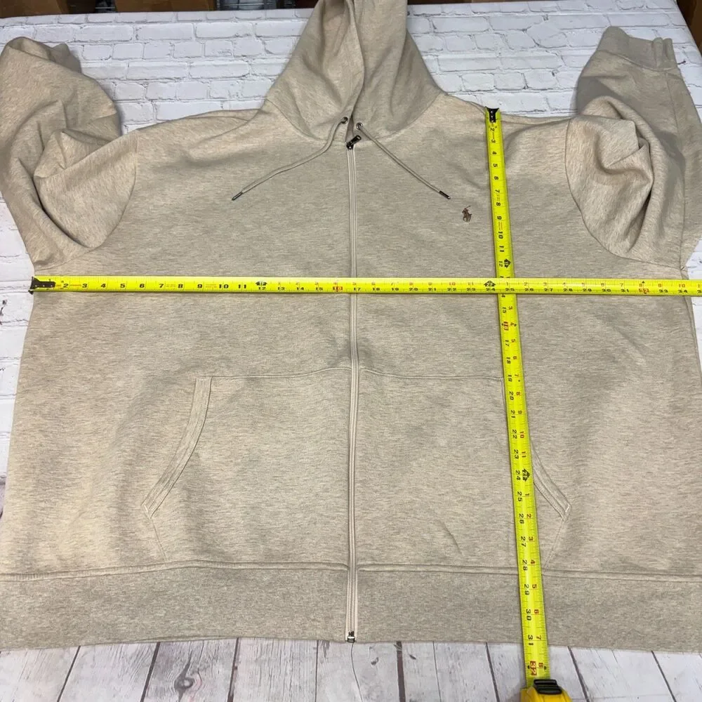 Polo Ralph Lauren Men Full Zip Hoodie Size 5XB 5X Big Beige D118 -3